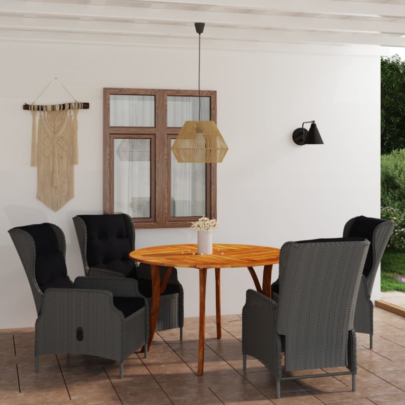 vidaXL Juego de comedor para jardín de 5 piezas gris oscuro
