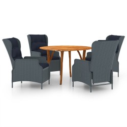 vidaXL Juego de comedor para jardín de 5 piezas gris oscuro