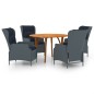 vidaXL Juego de comedor para jardín de 5 piezas gris oscuro