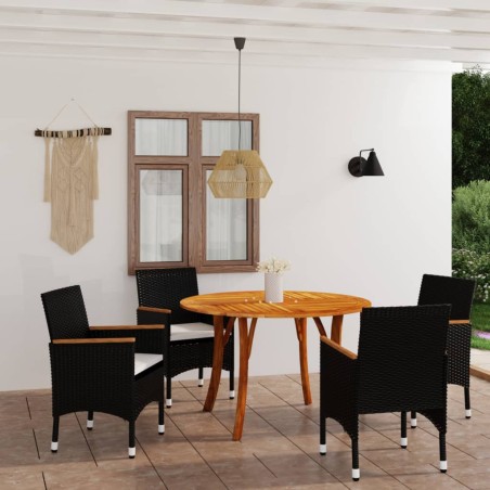 vidaXL Juego de comedor para jardín de 5 piezas negro