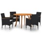 vidaXL Juego de comedor para jardín de 5 piezas negro vidaXL Juego de comedor para jardín de 5 piezas negro