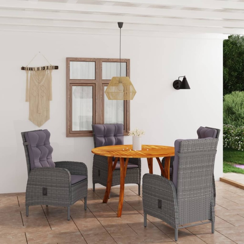 vidaXL Juego de comedor para jardín 5 piezas gris vidaXL Juego de comedor para jardín 5 piezas gris
