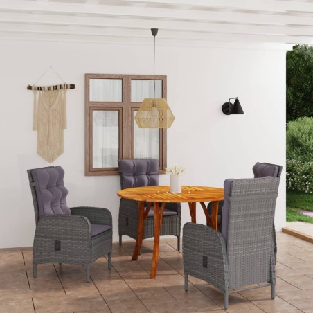 vidaXL Juego de comedor para jardín 5 piezas gris