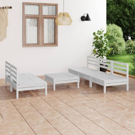 vidaXL Juego de muebles de jardín 6 piezas madera maciza pino blanco