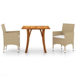 vidaXL Juego de comedor para jardín 3 piezas beige