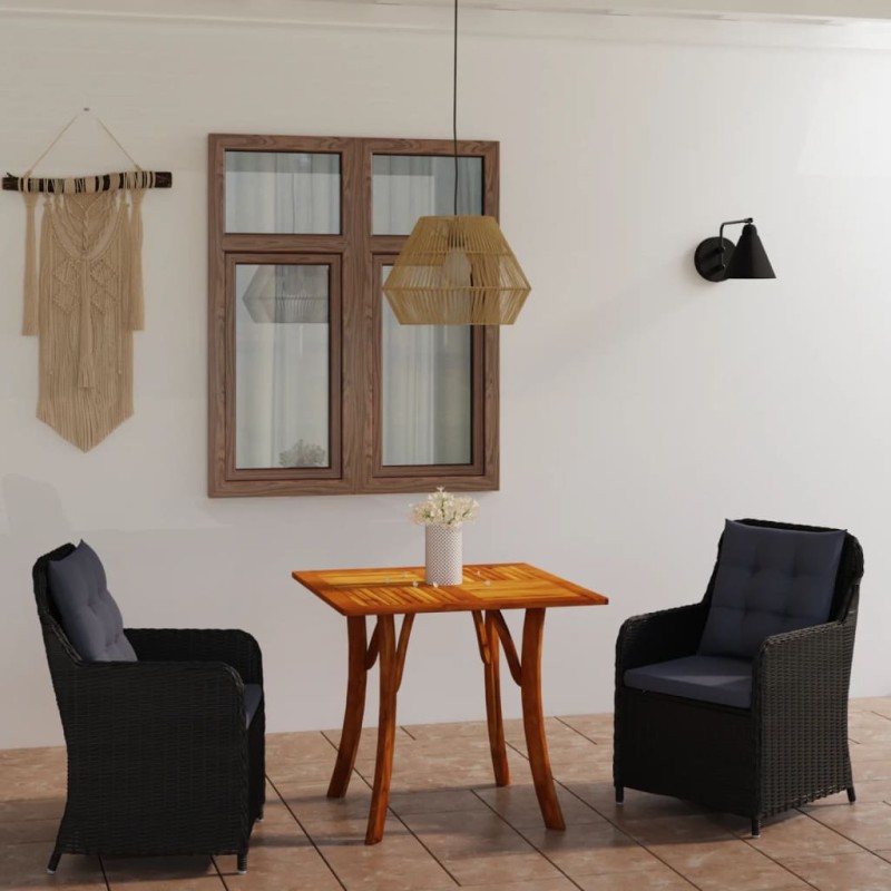 vidaXL Juego de comedor para jardín 3 piezas negro vidaXL Juego de comedor para jardín 3 piezas negro