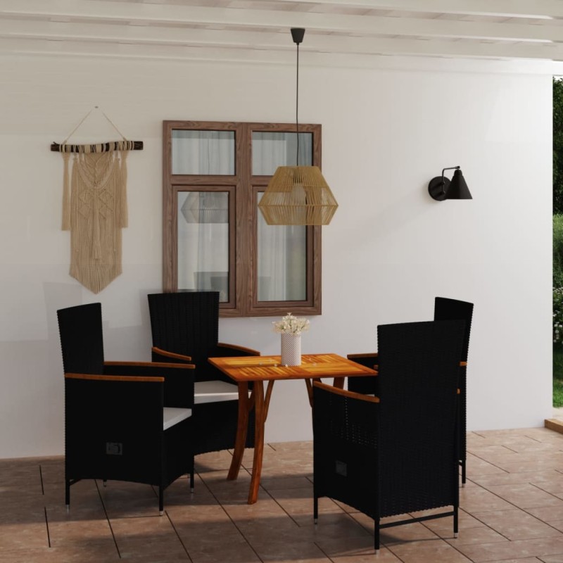 vidaXL Juego de comedor para jardín 5 piezas negro vidaXL Juego de comedor para jardín 5 piezas negro