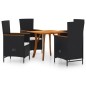 vidaXL Juego de comedor para jardín 5 piezas negro vidaXL Juego de comedor para jardín 5 piezas negro