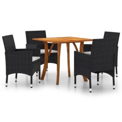 vidaXL Juego de comedor para jardín de 5 piezas negro