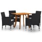 vidaXL Juego de comedor para jardín de 5 piezas negro vidaXL Juego de comedor para jardín de 5 piezas negro