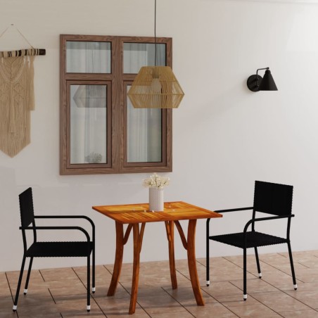 vidaXL Juego de comedor para jardín 3 piezas negro