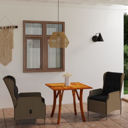 vidaXL Juego de comedor para jardín de 3 piezas marrón
