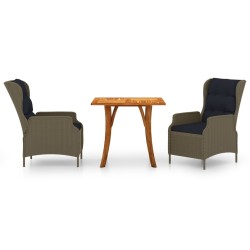 vidaXL Juego de comedor para jardín de 3 piezas marrón