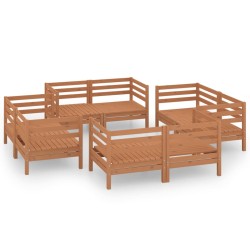 vidaXL Juego muebles de jardín 8 pzas madera maciza pino marrón miel
