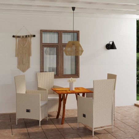 vidaXL Juego de comedor de jardín 5 piezas beige