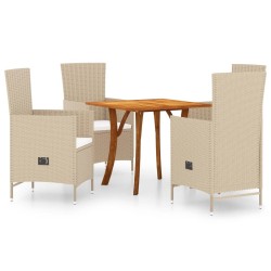 vidaXL Juego de comedor de jardín 5 piezas beige