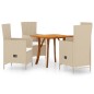 vidaXL Juego de comedor de jardín 5 piezas beige