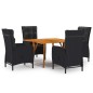 vidaXL Juego de comedor de jardín de 5 piezas negro vidaXL Juego de comedor de jardín de 5 piezas negro