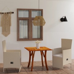 vidaXL Juego de comedor para jardín 3 piezas beige