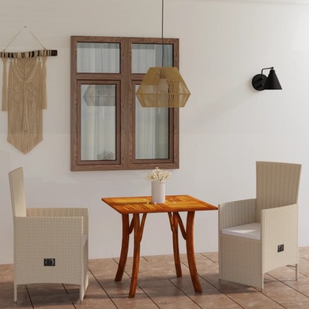 vidaXL Juego de comedor para jardín 3 piezas beige