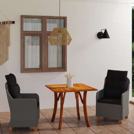 vidaXL Juego de comedor para jardín 3 piezas gris claro