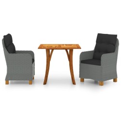 vidaXL Juego de comedor para jardín 3 piezas gris claro