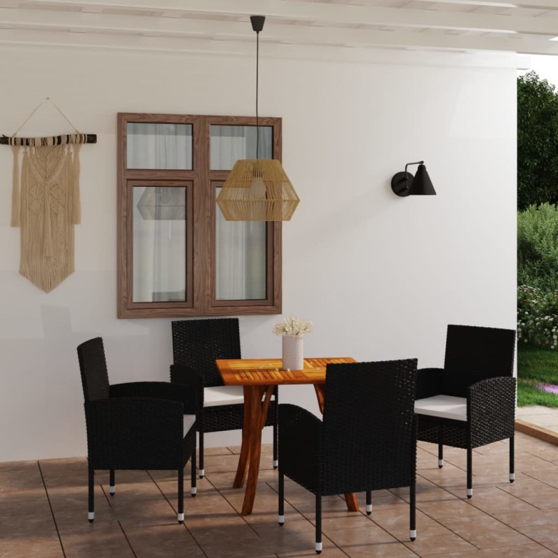 vidaXL Juego de comedor para jardín de 5 piezas negro vidaXL Juego de comedor para jardín de 5 piezas negro