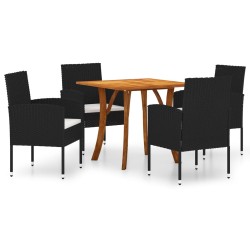 vidaXL Juego de comedor para jardín de 5 piezas negro