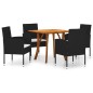 vidaXL Juego de comedor para jardín de 5 piezas negro vidaXL Juego de comedor para jardín de 5 piezas negro