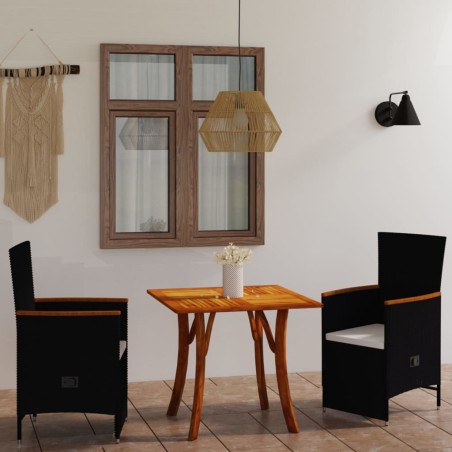 vidaXL Juego de comedor para jardín 3 piezas negro