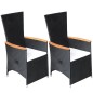 vidaXL Juego de comedor para jardín 3 piezas negro vidaXL Juego de comedor para jardín 3 piezas negro