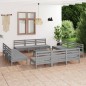 vidaXL Juego de muebles de jardín 13 piezas madera maciza de pino gris vidaXL Juego de muebles de jardín 13 piezas madera maciza de pino gris