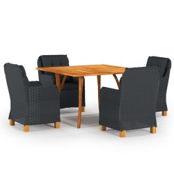 vidaXL Juego de comedor para jardín de 5 piezas gris oscuro