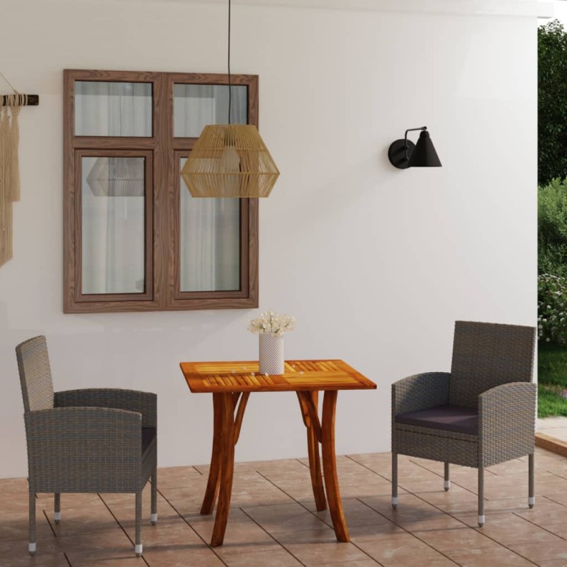 vidaXL Juego de comedor para jardín 3 piezas gris antracita vidaXL Juego de comedor para jardín 3 piezas gris antracita