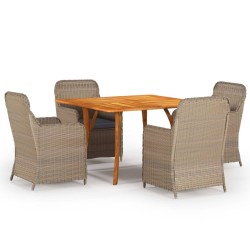 vidaXL Juego de comedor para jardín 5 piezas marrón