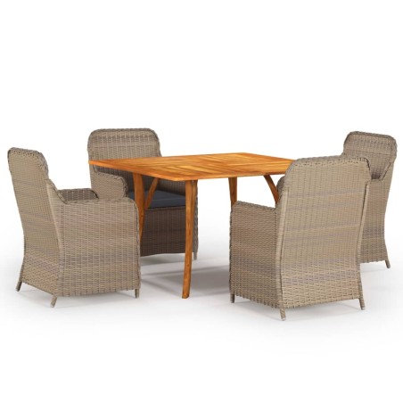 vidaXL Juego de comedor para jardín 5 piezas marrón