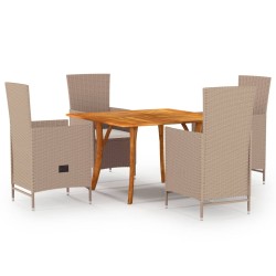 vidaXL Juego de comedor de jardín 5 piezas beige