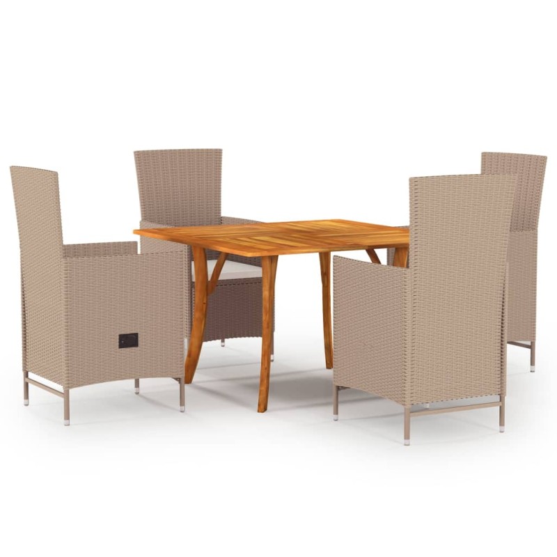 vidaXL Juego de comedor de jardín 5 piezas beige