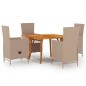 vidaXL Juego de comedor de jardín 5 piezas beige