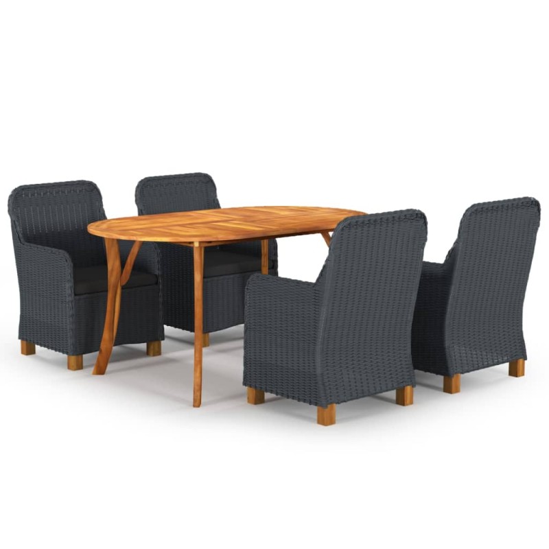 vidaXL Juego de comedor de jardín de 5 piezas gris oscuro 