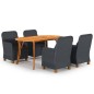 vidaXL Juego de comedor de jardín de 5 piezas gris oscuro 