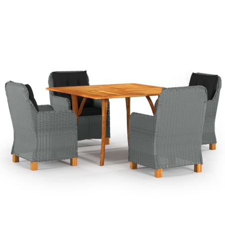 vidaXL Juego de comedor para jardín de 5 piezas gris claro