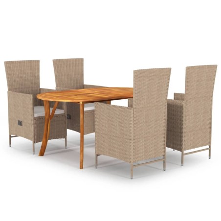 vidaXL Juego de comedor de jardín 5 piezas beige