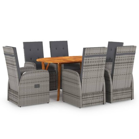 vidaXL Juego de comedor para jardín de 7 piezas gris