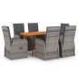 vidaXL Juego de comedor para jardín de 7 piezas gris vidaXL Juego de comedor para jardín de 7 piezas gris