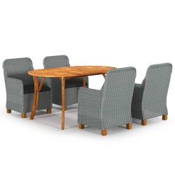 vidaXL Juego de comedor para jardín de 5 piezas gris claro