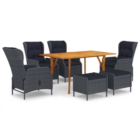 vidaXL Juego de comedor de jardín 7 piezas gris oscuro