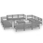 vidaXL Juego de muebles de jardín 13 piezas madera maciza de pino gris
