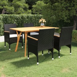 vidaXL Juego de comedor para jardín de 5 piezas negro