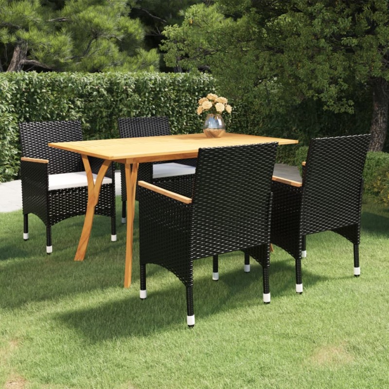 vidaXL Juego de comedor para jardín de 5 piezas negro vidaXL Juego de comedor para jardín de 5 piezas negro
